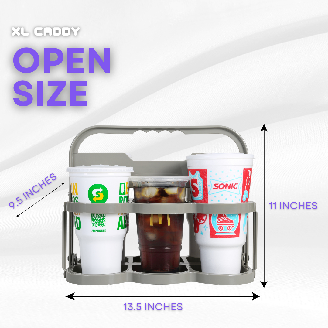 XL CADDY | Delivery Cup Holder for Door Dash | Uber Eats Cup Holder | 44 oz Drink Carrier | XL Drink Carrier | Sonic Drink Carrier | Foldable Drink Carrier | Unbreakable