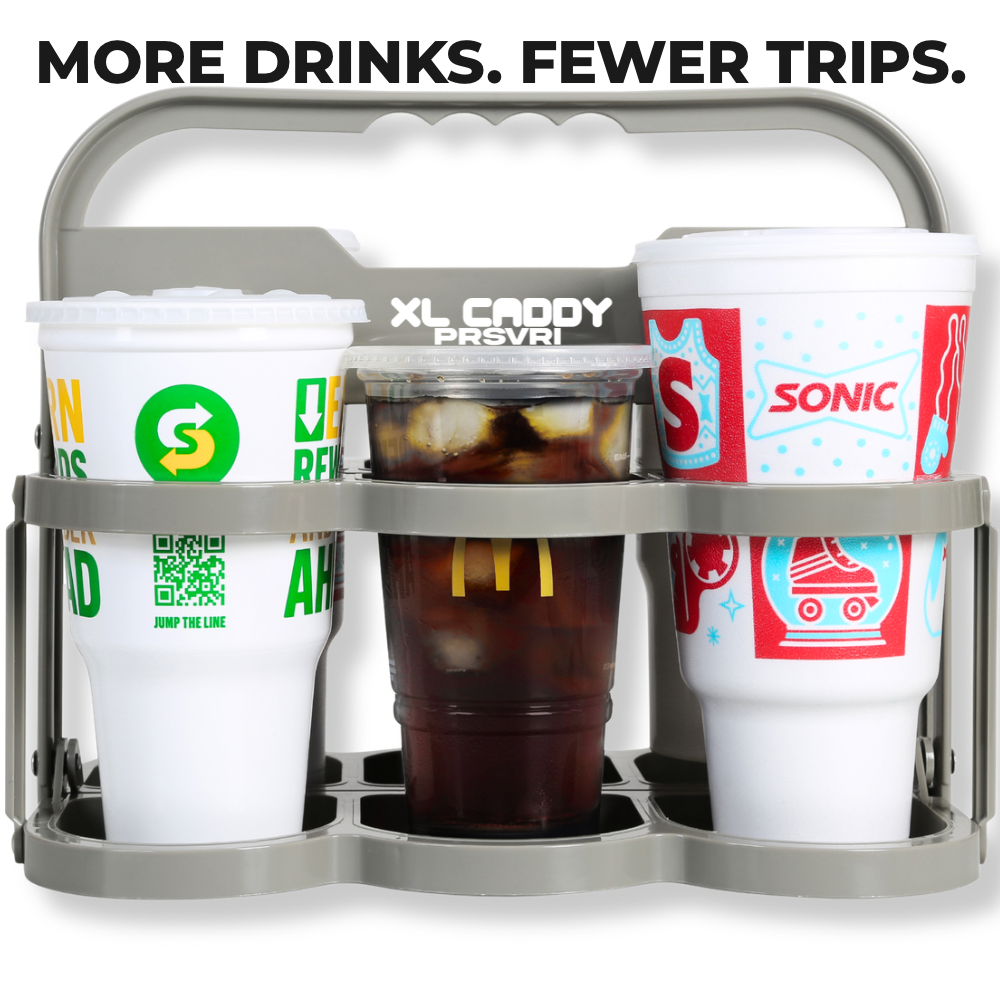 PRSVRI XL Caddy – 44oz Drink Carrier with Handle, Collapsible Large Cup Holder for Delivery Drivers