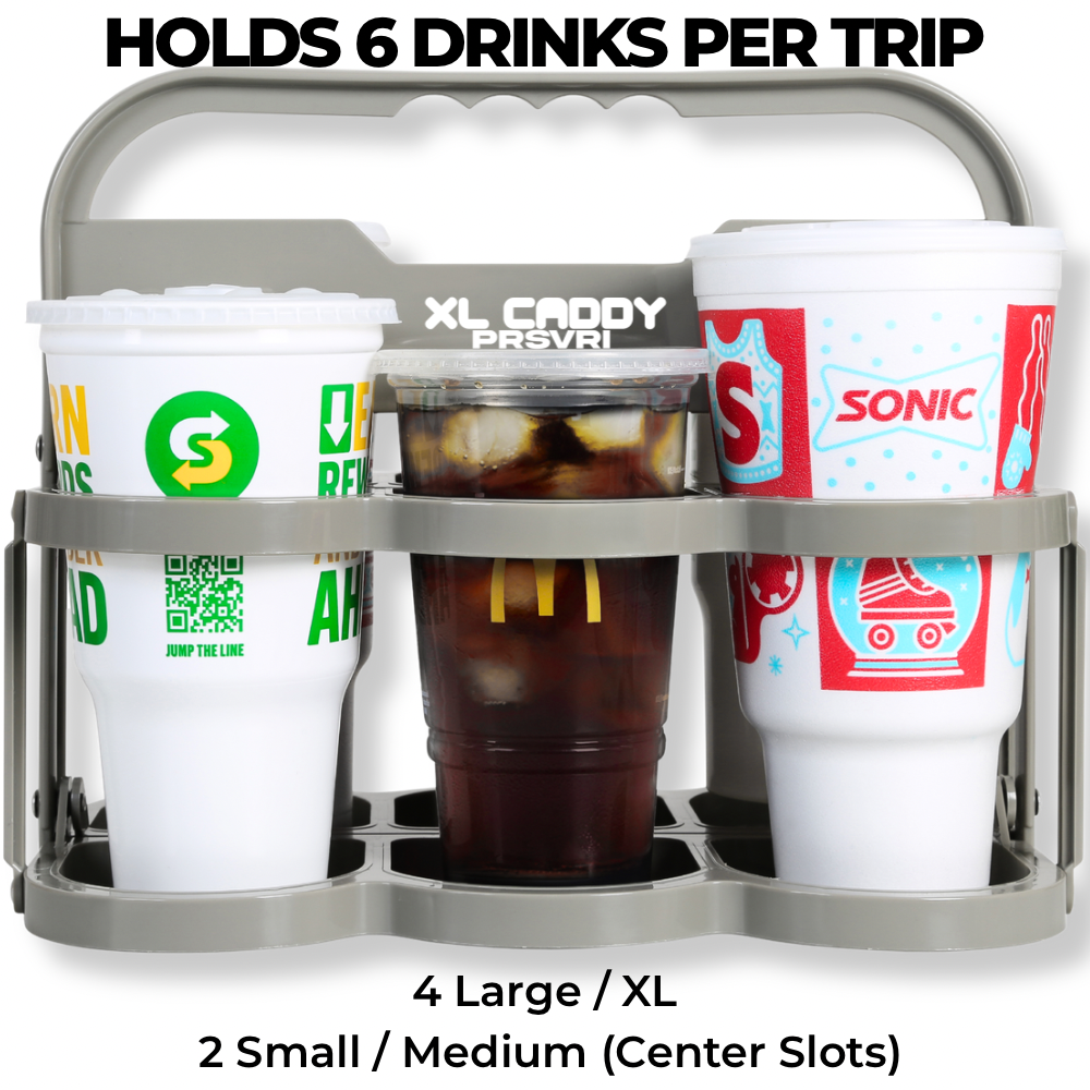 PRSVRI XL Caddy – 44oz Drink Carrier with Handle, Collapsible Large Cup Holder for Delivery Drivers
