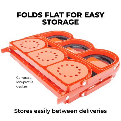 Red XL Caddy folded flat for storage between deliveries