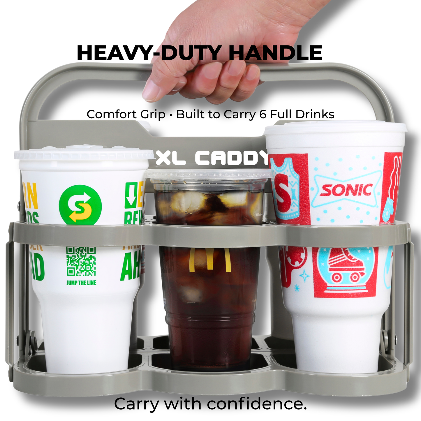 PRSVRI XL Caddy – 44oz Drink Carrier with Handle, Collapsible Large Cup Holder for Delivery Drivers