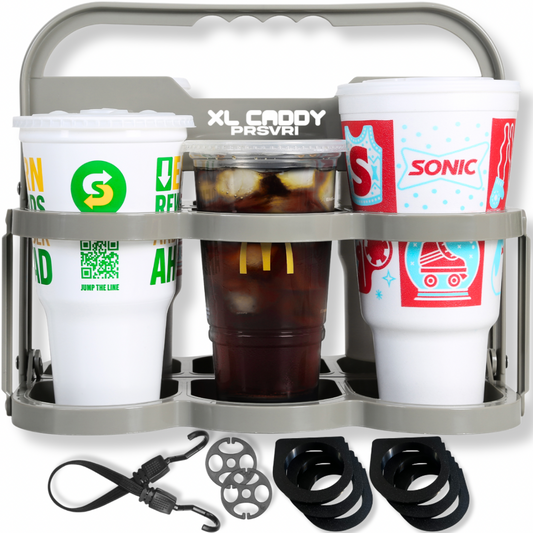 PRSVRI XL Caddy – 44oz Drink Carrier with Handle, Collapsible Large Cup Holder for Delivery Drivers